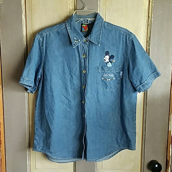 Disney Tops - Mickey Unlimited Denim Button Up Shirt